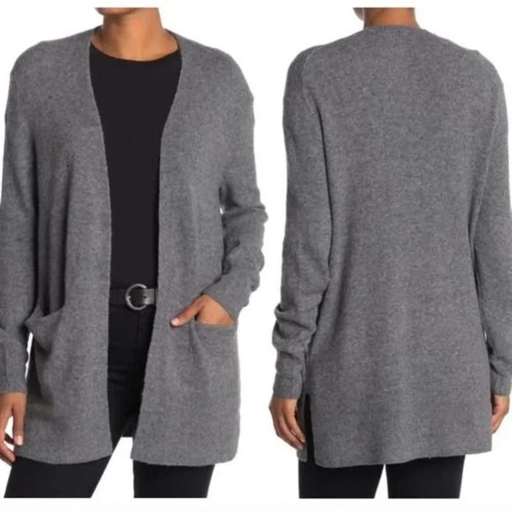 Madewell Cozy Walker Cozy Alpaca Wool Blend Open Cardigan w Pockets - Picture 3 of 10